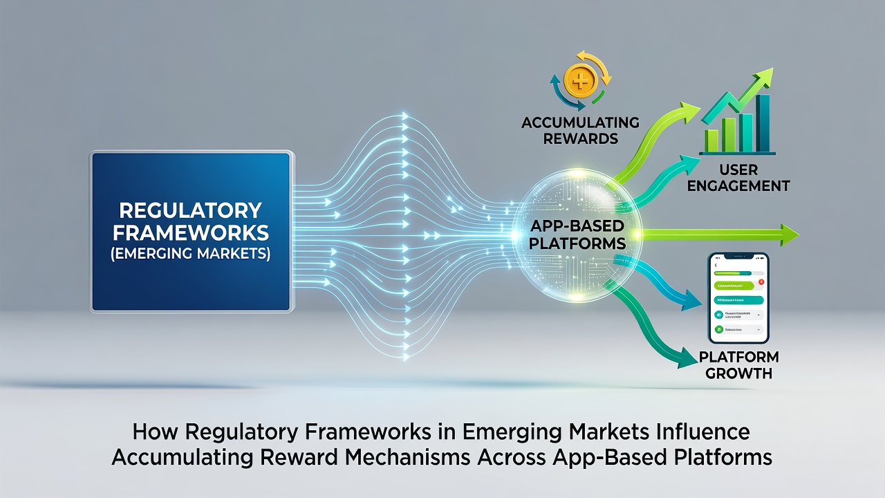 Mobile device showing app reward dashboard alongside regulatory compliance checklist