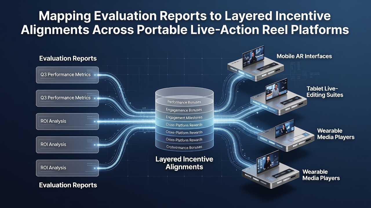 Diagram showing evaluation reports aligned with layered incentive structures on mobile live-action reel platforms