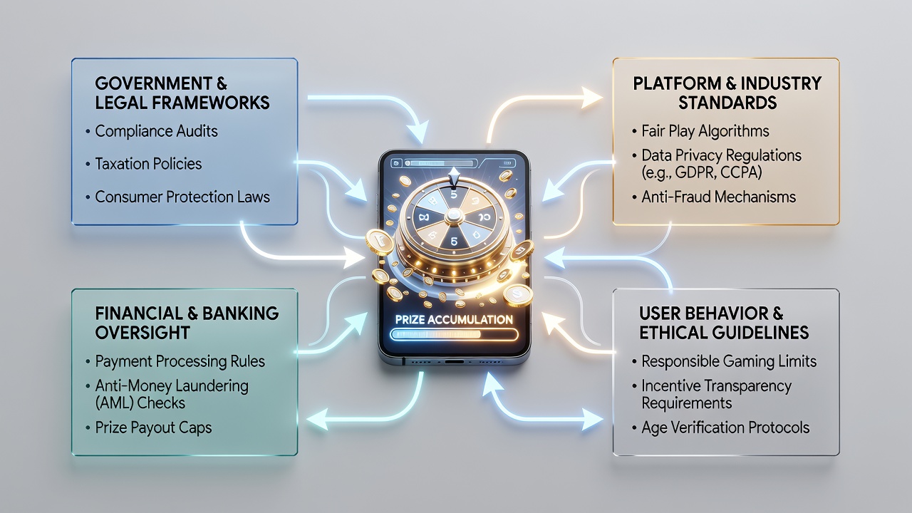 Live gaming interface showing compliant incentive displays and prize tracking elements
